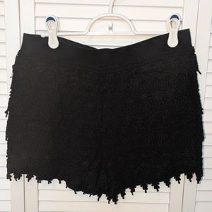Express Shorts, crochet overlay, Size Small, Black